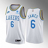 Men's Los Angeles Lakers #6 LeBron James 2022-23 White Classic Edition Stitched Basketball Jersey Dzhi,baseball caps,new era cap wholesale,wholesale hats